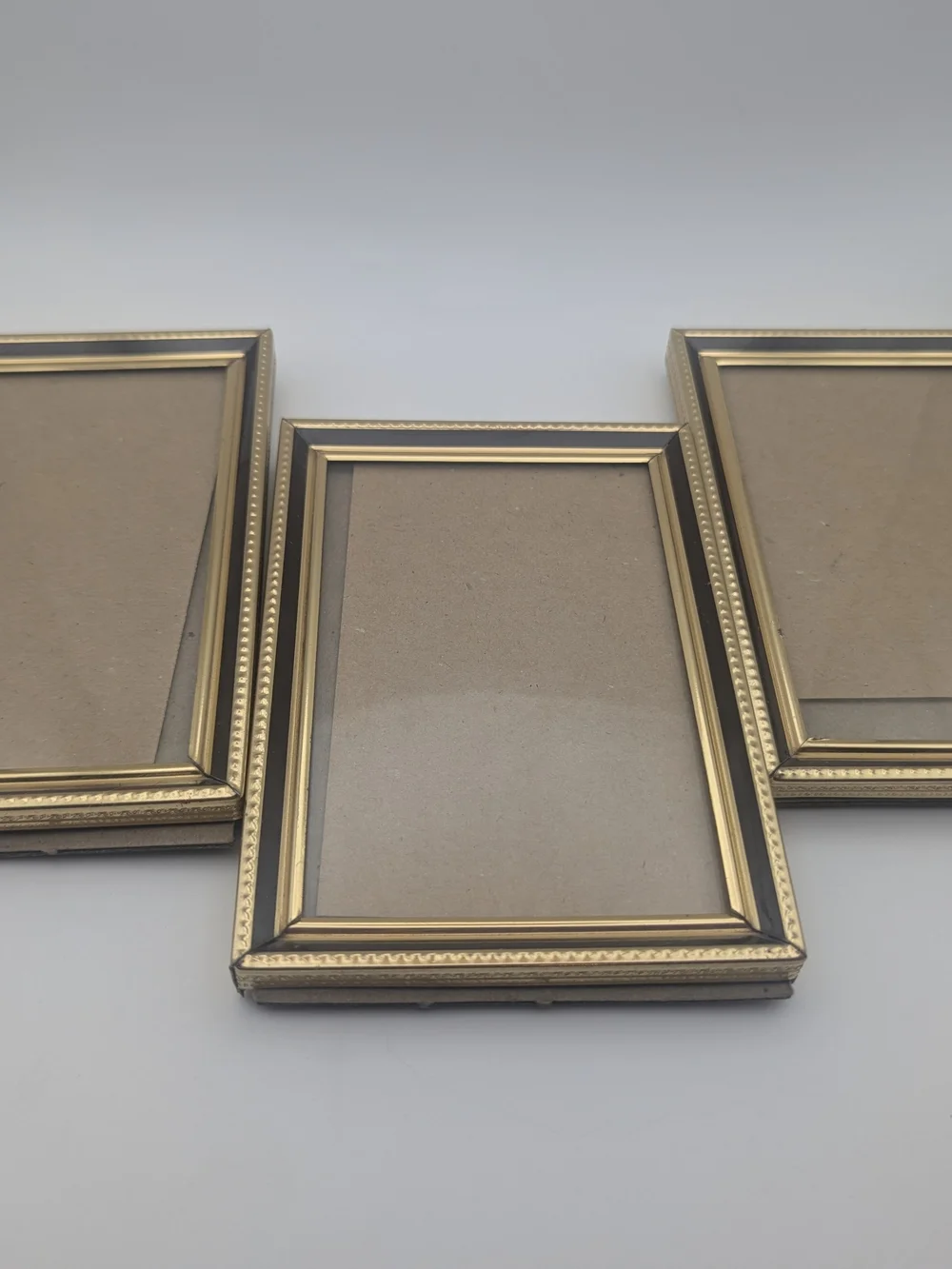 Gold Brass Tone Picture Frames (Set Of 3) 3.5×5